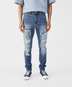 Customized <b>Men</b> Winter Sweet Solid Washed <b>Stretch</b> Denim <b>Pants</b> New Arrival Fashion Jeans - Product Image 1