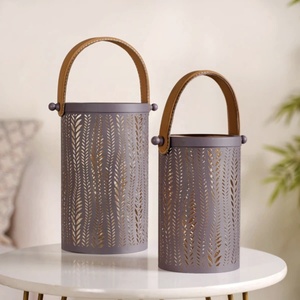 Wholesale Moroccan Style Metal Votive <b>Candle</b> Holders with Leather Handles for Home & <b>Weddings</b> Decorations - Product Image 3