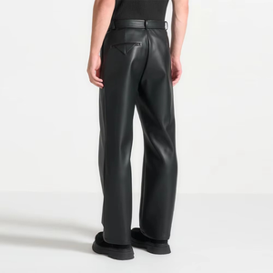Pantalon en cuir noir classique pour homme, taille basse avec poches, pantalon en cuir pour homme, design personnalisé pour la boîte de nuit, nouveau design - Product Image 5