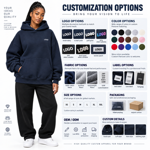 Sweat à capuche épais à épaules tombantes pour femme, pull décontracté à capuche, ourlet côtelé, mélange de coton doux, logo personnalisé, fournisseur, marque privée - Product Image 6