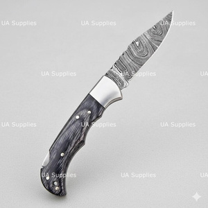 Black Pakka Wood Damascus Steel Folding Hunting Knife Back <b>Lock</b> Handmade Premium OEM ODM Supplier UA Supplies Industrial Clip - Product Image 3