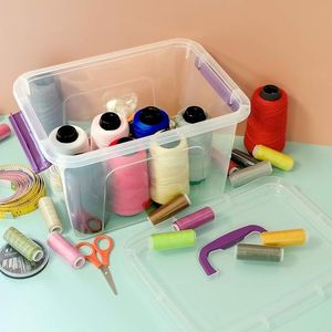 Sandmovie Contenitore in plastica trasparente da 6 litri con coperchio a chiusura e maniglie, confezione da 6 - Product Image 1