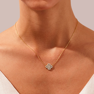 10K Yellow Gold Lab Grown Rhodium Plated IGI Certified Floral Diamond Cluster Pendant <b>Necklace</b> 0.57 CTW Minimalist Engagement - Product Image 4