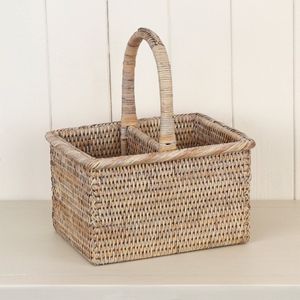 Eco Friendly Handwoven Rattan <b>Caddy</b> Storage Organizer For Modern <b>Kitchen</b> Dining And Buffet Table Accessories - Product Image 1