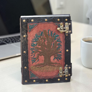 Diario de Cuero Árbol de la Vida, Tapa Dura, Grabado, Cuaderno de Viaje Rústico, Cierre de Latón Antiguo, Cuero Genuino, Regalo - Product Image 3