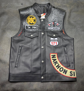 Leather Biker Club Vest with Side Laces - Product Image 1