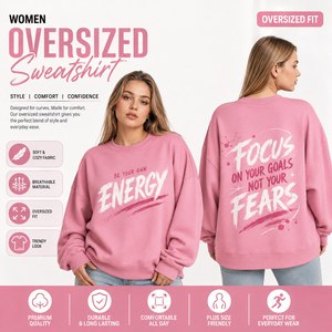 Sweat-shirt surdimensionné imprimé personnalisé pour femme, pull en molleton bouclette à manches longues, haut de survêtement pour l'hiver - Product Image 1