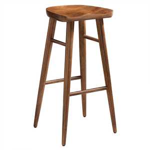 Taburete de bar Direct Factory hecho con estructura de madera de teca maciza de color natural y material de alta calidad para uso en interiores y exteriores. - Product Image 1