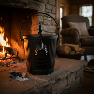 Cubo de ceniza de hierro Headway con pala para chimeneas y estufas, 5 galones - Product Image 2