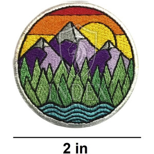 High Quality Circular Embroidered <b>Patch</b> with Mountain Landscape Design Breathable <b>Sew</b>-<b>On</b> Fabric Applique for Hats Clothing Gifts - Product Image 2