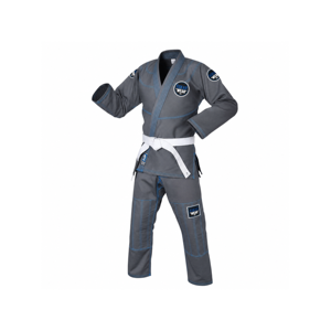 Kimono de Jiu-Jitsu Unisexe Askar Wear Gris avec surpiqûres bleues – Uniforme d'arts martiaux durable - Product Image 1