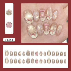 Fournitures pour ongles de haute qualité personnalisées en gros, ongles press-on effet œil de chat, blanc laiteux, pois français, papillon, 30 pièces - Product Image 2