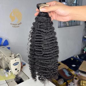 Inqyiy cloudyhair เวียดนามผ้าไหมที่มีคุณภาพสูงผมดิบเทปหยิกแบบชาวพม่าสีดำมัดคู่ - Product Image 5