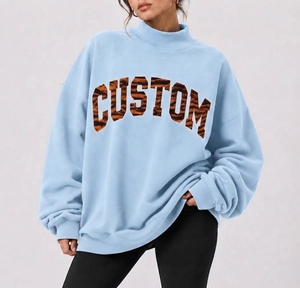 Sweat-shirt à col montant surdimensionné pour femme, couleur personnalisée, mélange coton et polyester, pull décontracté streetwear, OEM, marque privée - Product Image 1