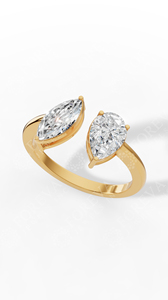 Anillo de Dos Piedras con Diamantes Cultivados en Laboratorio, Corte Pera y Marquise, Oro 14K, Toi Et Moi, el Más Vendido, Proveedor de Joyería Fina al por Mayor OEM - Product Image 6
