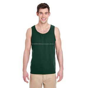 Dark <b>Green</b> Cotton Tank <b>Top</b> for <b>Men</b> Wholesales Custom Logo 3XL 100% Cotton Sleeveless T Shirts 220gsm Singlets Tank <b>Top</b> For <b>Mens</b> - Product Image 1