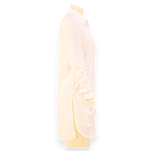 Chemise tunique blanche à manches longues pour femme avec col boutonné, tenue de bureau décontractée |   Fabricant de vêtements au Cambodge - Product Image 2