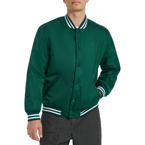 <b>Men's</b> Red Varsity <b>Jacket</b> Solid Color Button Closure Turn-down Collar Casual Style Autumn Wear Regular Fit Polyester Material - Product Image 4