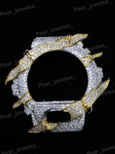 Bisel de Reloj Hip Hop con Incrustaciones de Piedras Moissanite VVS, Diseño Único - Product Image 1