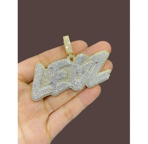 Collier pendentif moderne en argent sterling 925 plaqué or, serti de moissanite taille brillant style hip-hop, cadeau pour homme - Product Image 1