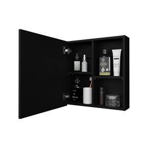 Armadietto da Bagno Nero con 1 Anta e Specchio Incluso - Product Image 5