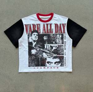 T-shirt personnalisé pour homme, coupe ample, manches courtes, imprimé graphique vintage, détail de manches contrastées, coton premium, streetwear - Product Image 1
