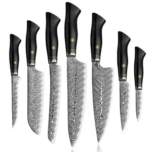 1-7Pcs Professionele 67 Lagen Damascus Staal Keukenmessen Sets Multifunctionele Cut Vlees Groente Chef Utility Koken Gereedschap