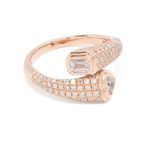 Rose <b>Gold</b> Diamond <b>Cocktail</b> <b>Ring</b> Emerald Cut Geometric Luxury Women Fine Jewelry - Product Image 1