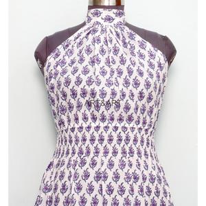 Robe longue ample et décontractée en coton 100% à col en V sans manches pour femme, motif floral, écologique, lavable, respirante, idéale pour l'été - Product Image 2