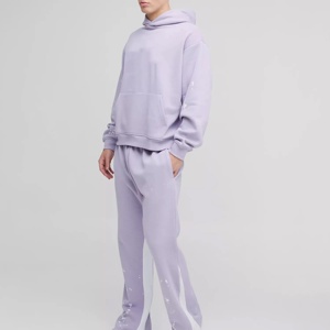 Conjunto de Sudadera con Capucha y Pantalones Deportivos Personalizados de Fábrica, 500 GSM, 100% Algodón Felpa, Traje Deportivo Grueso para Hombre - Product Image 1