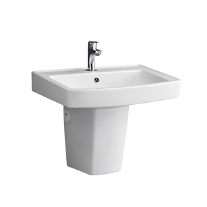 LORAS <b>SET</b> Wall Mount Rectangular Pedestal Washbasin Drainer Single Hole Lever Faucet Minimalist Design Easy Clean <b>Hand</b> <b>Washing</b> - Product Image 1