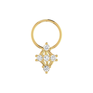 Ajretail Bijou de piercing fin pour le nez en or 14K, design en losange avec grappe de diamants naturels de 0,1 ct - Product Image 1