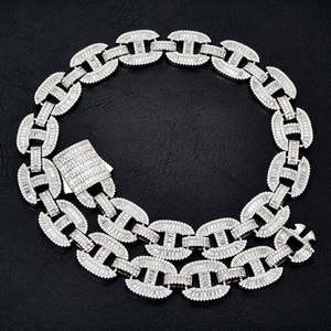 Luxury <b>Iced</b> <b>Out</b> Oval Link <b>Chain</b> Necklace VVS Moissanite Diamond Hip Hop Jewelry for Men Unisex Premium Statement Style - Product Image 2