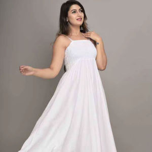 Vestido Casual Moderno para Mujer, Color Blanco Natural, Sin Mangas, Recto, de Algodón, por Encima de la Rodilla, Ecológico, de Secado Rápido - Product Image 1