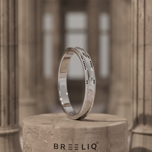 14K Solid Gold Lab Grown Diamond Milgrain <b>Wedding</b> Band Minimalist Textured Ring Slim Stackable Fine Jewelry - Product Image 1