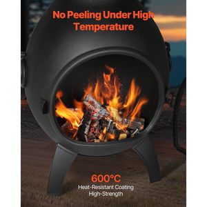 18 pollici all'aperto a combustione di legno con griglia a rete e camino elegante Chimenea per l'intrattenimento all'aperto - Product Image 4