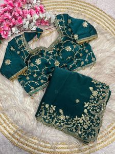 Indian Boutique Stylish Fancy Fendy Satin Saree <b>Blouse</b> with Ethnic Design Party & Wedding Soft Fabric Latest Trendy Women's Wear - Product Image 6