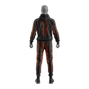 Ensemble de survêtement sportif 2-en-1 personnalisé pour homme avec capuche et fermeture éclair, pantalon de jogging en polyester/coton extensible dans les quatre sens, écologique et respirant - Product Image 5