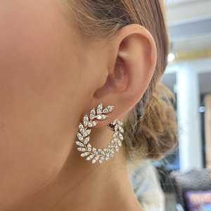 ต่างหูเพชรทรงกลมหรูหราโดดเด่น ขนาดใหญ่ สง่างาม ทองคำแท้ 14k 18k ทรงกลมเจียระไนแบบแล็บโกรว์ ตัวล็อคแบบฝรั่งเศส ผลิตโดยผู้เชี่ยวชาญ - Product Image 2