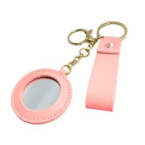 พวงกุญแจหนัง PU กระจกเครื่องสำอางขนาดเล็กแบบพกพา - Product Image 3