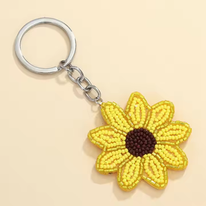New <b>Daisy</b> Beaded Keychain Bohemian Fashion Sunflower Rice Bead keychain - Product Image 3