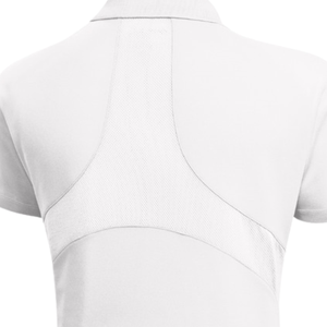 Polo blanc en maille respirante pour femme, broderie du blason, manches courtes, col, vêtement de sport de golf haute performance - Product Image 4
