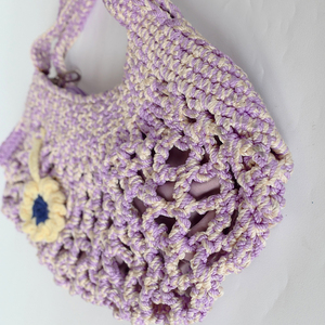 Bolso de Playa de Ganchillo Morado, Estilo Bohemio, con Asa Suave y Parte Superior Abierta, Bolso de Mano para Mujer - Product Image 2