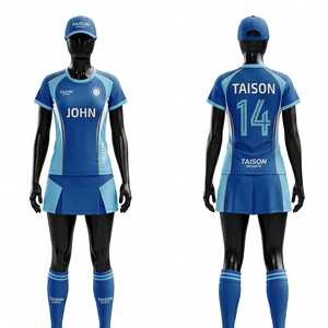 Uniforme de Hockey sobre Césped Premium de 180 GSM, Poliéster y Spandex, Azul Cielo con Panel Lateral Azul, Sublimación Personalizada - Product Image 1