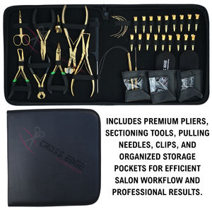Kit de herramientas definitivo para extensiones de cabello Big Gold: Alicates para extensiones, herramientas de crimpado y extracción de microlink, alicates para extensiones de cinta, set completo para salón. - Product Image 5