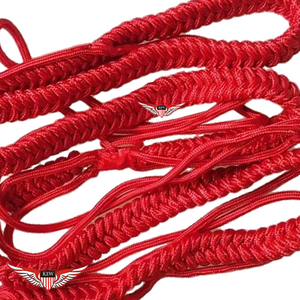 สายสะพายไหล่สีแดงแบบถักสำหรับนายทหาร พร้อมปลายทองเหลือง - Product Image 4