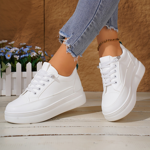 Sneakers Bianche Trendy da Donna 2026 con Plateau Chunky, <span class=keywords><strong>Scarpe</strong></span> Casual <span class=keywords><strong>Femminili</strong></span> con Suola Spessa Vulcanizzata per Aumentare l'Altezza, <span class=keywords><strong>Scarpe</strong></span> da Passeggio - Product Image 6