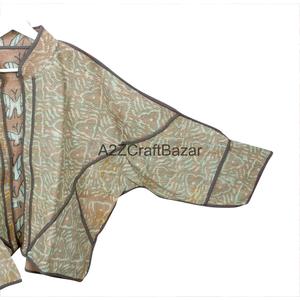 Vintage Women's 100% Cotton Kantha <b>Jacket</b> Handmade Indian Embroidered Bohemian Style Breathable Fashionable Floral <b>Pattern</b> - Product Image 2