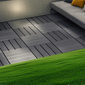 44-Pack <b>Plastic</b> Interlocking Deck <b>Tiles</b> 12\"x12\" Square Waterproof Patio Deck <b>Tiles</b> All Weather Use for Outdoor Indoor Decks - Product Image 2