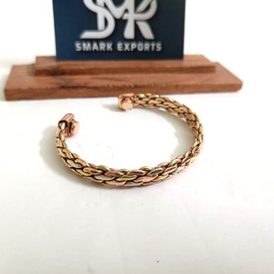 Premium Handmade Magnetic <b>Copper</b> Brass Aluminium Twisted Cuff <b>Bracelet</b> Adjustable Open Bangle Unisex OEM ODM Manufacturer - Product Image 2